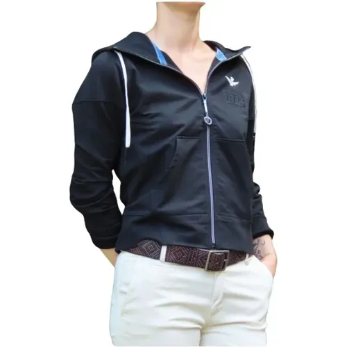 Zip-up Hooded Gilet in Cotton Blend , female, Sizes: XS, M, L, S - aeronautica militare - Modalova