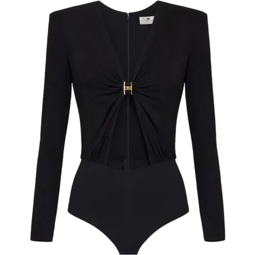 Schwarzer Jersey-Body mit Cut-Out , Damen, Größe: M - Elisabetta Franchi - Modalova