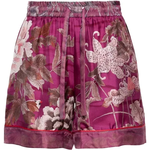 Floral Print Silk Shorts , female, Sizes: M, S - Pierre-Louis Mascia - Modalova