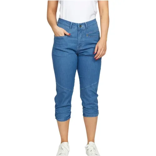 Cropped Denim Pants with Ruched Hem , female, Sizes: XL, 2XL, 3XL, M, L, S - 2-Biz - Modalova