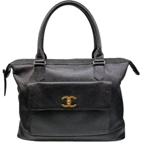 Vintage Leather Handbag with Golden Hardware , female, Sizes: ONE SIZE - Chanel Vintage - Modalova