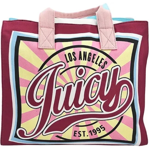 Retro Logo Print Canvas Shopper Bag , female, Sizes: ONE SIZE - Juicy Couture - Modalova