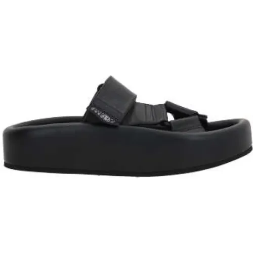 Schwarze Flatform-Sandalen mit Klettverschlüssen , Damen, Größe: 37 EU - MM6 Maison Margiela - Modalova