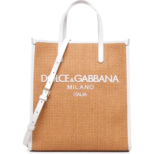 Gewebte Raffia Einkaufstasche, Gewebte Logo Tote Tasche - Dolce & Gabbana - Modalova
