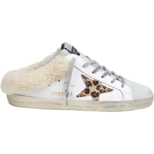 Leather sabot with spotted star mules , female, Sizes: 5 UK, 7 UK, 6 UK - Golden Goose - Modalova