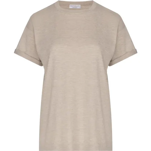 Oversized Lurex T-Shirt , female, Sizes: L, M, XS, S - BRUNELLO CUCINELLI - Modalova