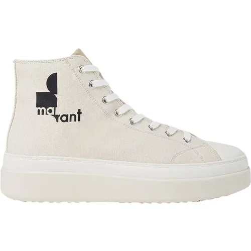 Cotton High Top Sneakers with Logo Print , female, Sizes: 6 UK - Isabel marant - Modalova