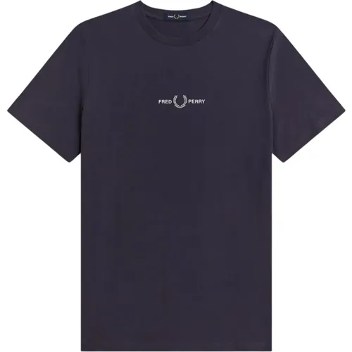 Besticktes Logo T-Shirt Dunkles Graphit , Herren, Größe: XL - Fred Perry - Modalova