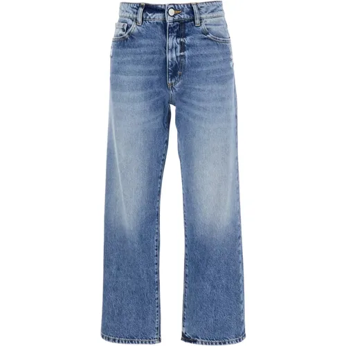 Blaue Straight Leg Jeans Mittlere Leibhöhe , Damen, Größe: W26 - Icon Denim - Modalova