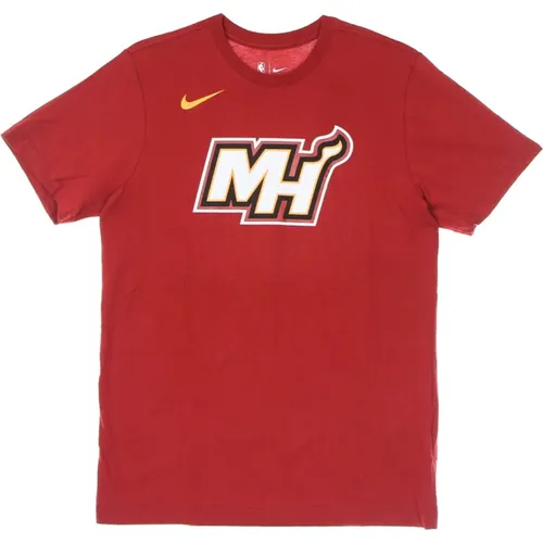 Miami Heat Logo Tee Rot , Herren, Größe: XS - Nike - Modalova