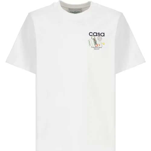 Sportif Logoed Weißes Baumwoll-T-Shirt für Männer , Herren, Größe: S - Casablanca - Modalova