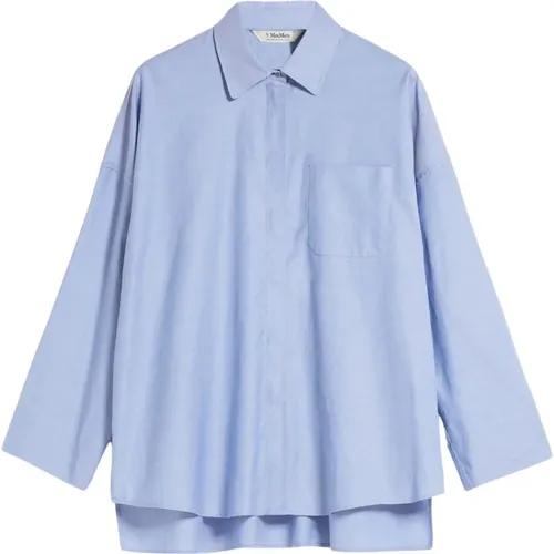Blaues Oxford Baumwollhemd , Damen, Größe: S - Max Mara - Modalova