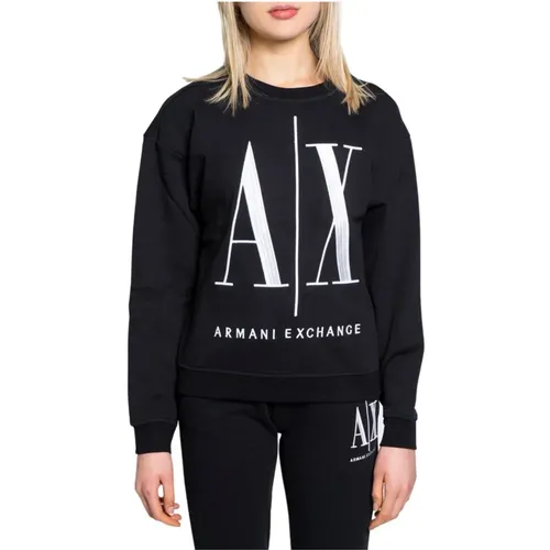 Schwarzer Sweatshirt für Damen , Damen, Größe: L - Armani Exchange - Modalova