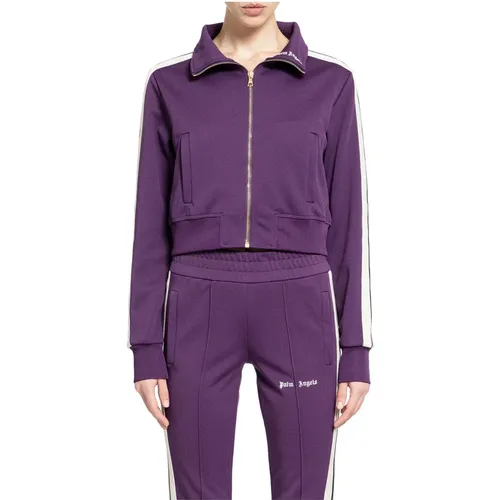 Highneck Track Jacket Pflaume Streifen , Damen, Größe: S - Palm Angels - Modalova