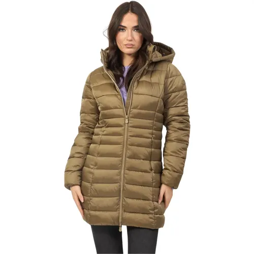 Green Quilted Hooded Jacket , female, Sizes: M, L, M/L, S, XS - Save The Duck - Modalova