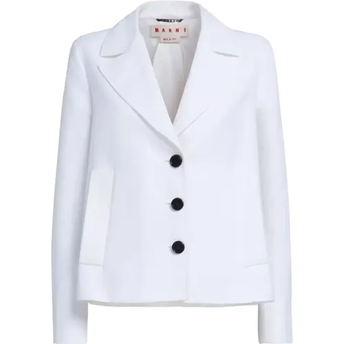 Cotton Blazer with Pleat Detailing , female, Sizes: S, XS - Marni - Modalova