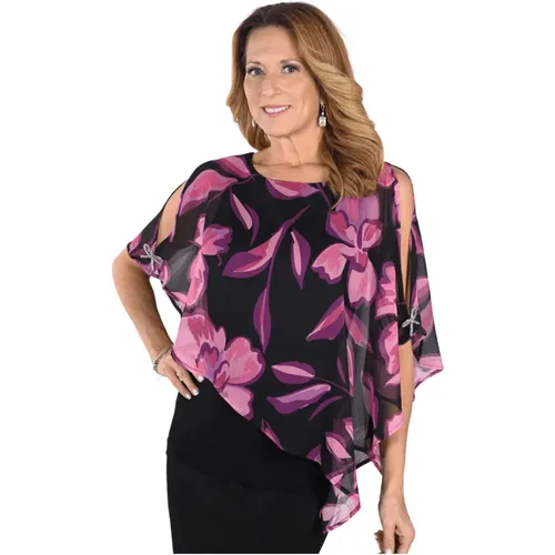 Purple Chiffon Blouse with Shoulder Cutouts , female, Sizes: 2XL, S, M - Frank Lyman - Modalova