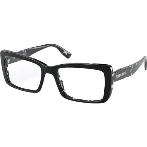 Rechteckige Mehrfarbige Textdruckbrille , Damen, Größe: 52 MM - Miu Miu - Modalova
