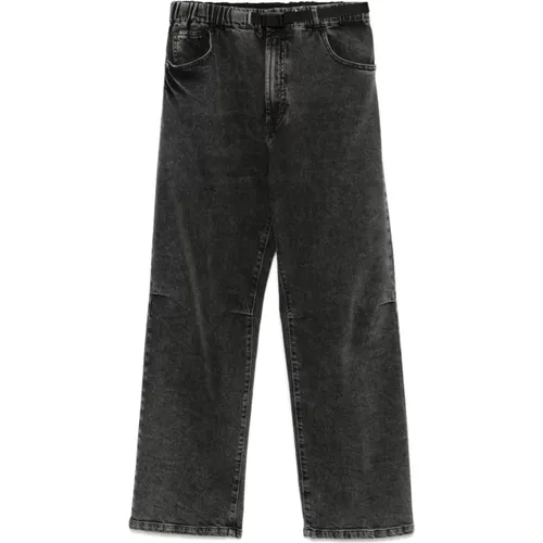 Schwarze Denim Hose mit Gürtel - White Sand - Modalova