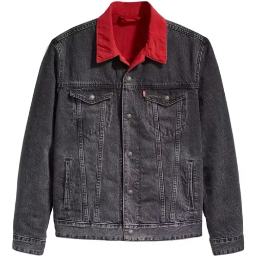 Reversible Trucker Jacket Black Red , male, Sizes: M, L - Jordan - Modalova