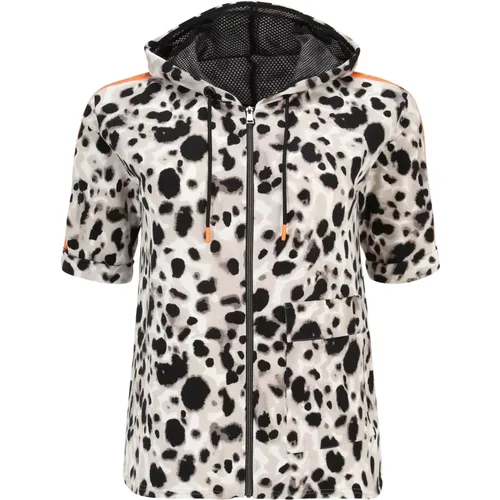 Leopard Print Hooded Zipper Jacket , Damen, Größe: L - Doris Streich - Modalova