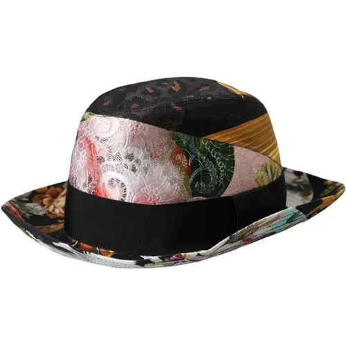 Patchwork Fedora Wide Brim Hat , female, Sizes: 57 CM - Dolce & Gabbana - Modalova