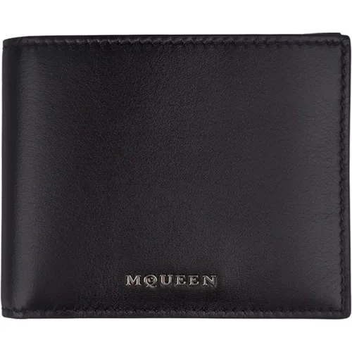 Bi-Fold Wallet with Golden Logo , male, Sizes: ONE SIZE - alexander mcqueen - Modalova