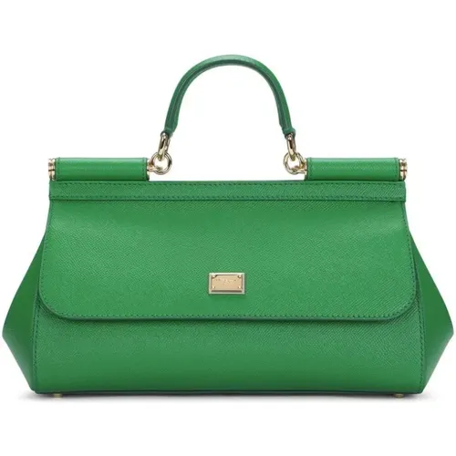 Leather Shoulder Bag with Gold Details , female, Sizes: ONE SIZE - Dolce & Gabbana - Modalova