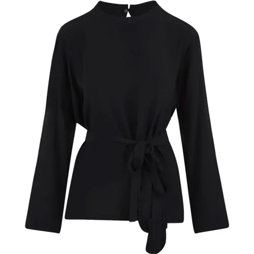 Schwarze Hemden mit Knopfverschluss und langen Ärmeln , Damen, Größe: S - Douuod Woman - Modalova