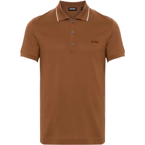 Knitted Polo Shirt with Details , male, Sizes: M - Z Zegna - Modalova