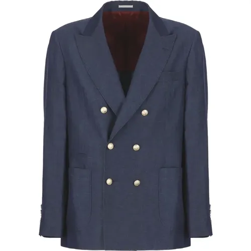 Wool Jacket with Peak Lapel Collar , male, Sizes: L - BRUNELLO CUCINELLI - Modalova