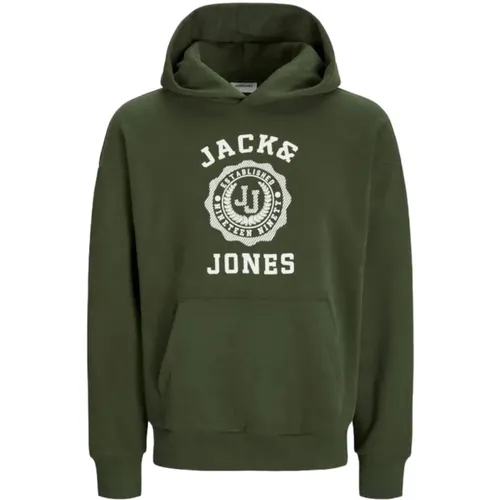 Grüner Jjvicto Hoodie Moderner Stil , Herren, Größe: S - jack & jones - Modalova