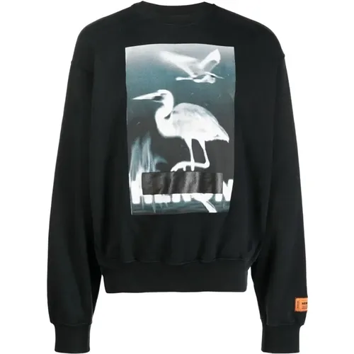 Schwarzer Sweatshirt - Regular Fit - Kaltes Wetter - 100% Baumwolle - Heron Preston - Modalova