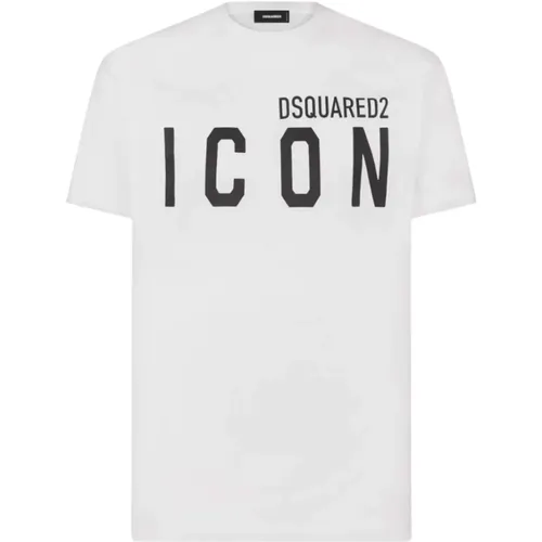 Icon Logo T-shirt Round Neck Short Sleeve , male, Sizes: S, L, 2XL, 3XL, XL, M - Dsquared2 - Modalova