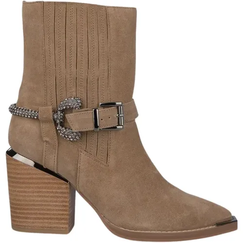 Rhinestone Leather Ankle Boots , female, Sizes: 4 UK, 8 UK, 7 UK - Alma en Pena - Modalova