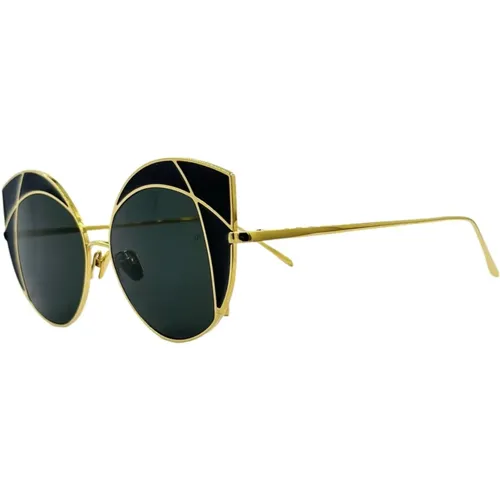Butterfly Style Sunglasses in Gold and , female, Sizes: ONE SIZE - Linda Farrow - Modalova
