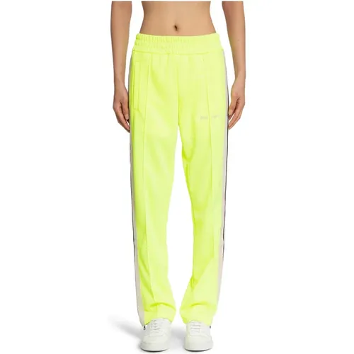 Fluo Track Pants mit Logo-Detail,Gelbe Bestickte Streifen Hose - Palm Angels - Modalova