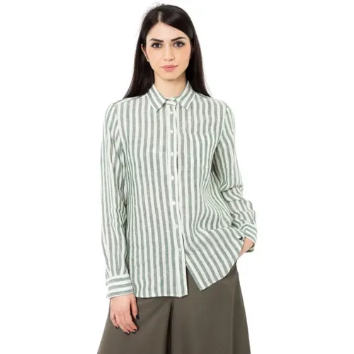 Striped Linen Shirt , female, Sizes: 2XS - Max Mara Weekend - Modalova