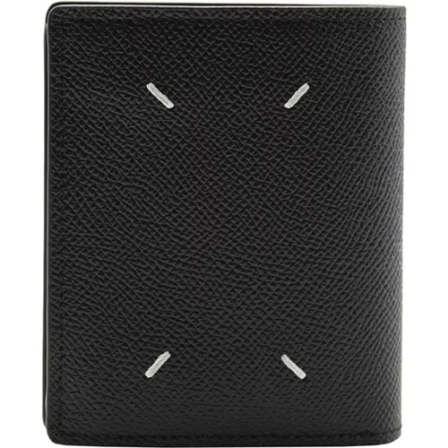 Grainy Leather Cardholder with Snap Button , female, Sizes: ONE SIZE - Maison Margiela - Modalova