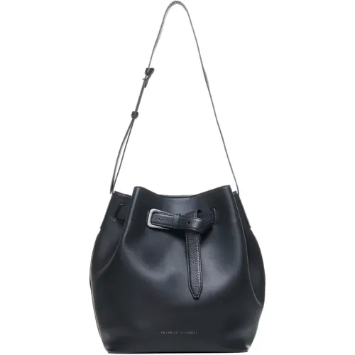 Leather Bucket Bag with Adjustable Strap , female, Sizes: ONE SIZE - BRUNELLO CUCINELLI - Modalova