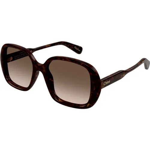 Havana/Brown Shaded Sonnenbrillen , Damen, Größe: 55 MM - Chloé - Modalova