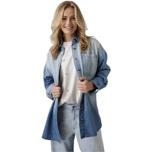 Blaue Dip Dye Denim Bluse Oversized , Damen, Größe: XS - My Essential Wardrobe - Modalova