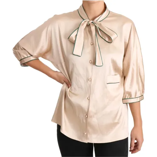 Ribbon Silk Stretch Top Blouse , Damen, Größe: XL - Dolce & Gabbana Pre-owned - Modalova