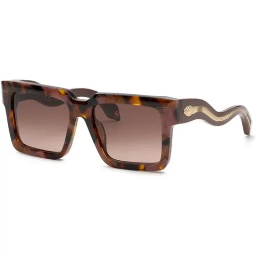 Pink Havana Gradient Sunglasses , unisex, Sizes: 55 MM - Roberto Cavalli - Modalova