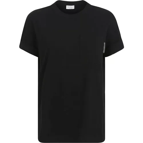 Schwarze T-Shirt Kollektion , Damen, Größe: L - BRUNELLO CUCINELLI - Modalova