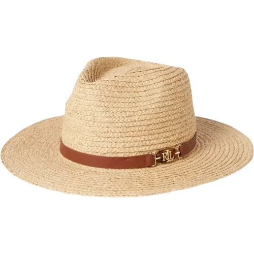 Stylish Natural Raffia Fedora Hat Accessories , female, Sizes: ONE SIZE - Ralph Lauren - Modalova