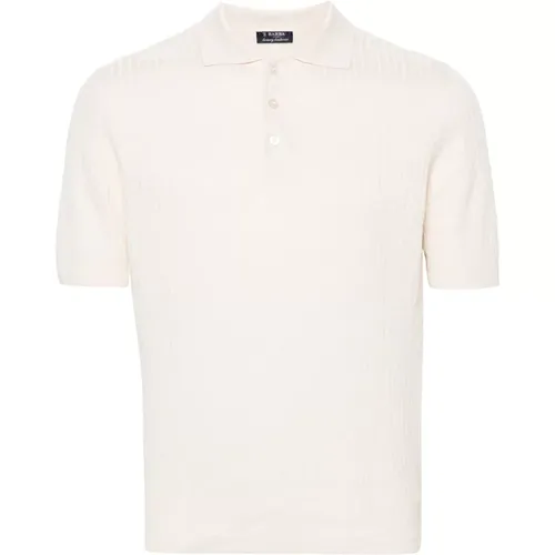Geripptes Polo-Shirt Leinen Baumwolle Italien , Herren, Größe: 2XL - Barba - Modalova