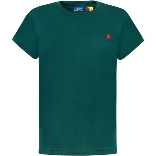 Grünes Baumwoll-T-Shirt , Damen, Größe: S - Polo Ralph Lauren - Modalova
