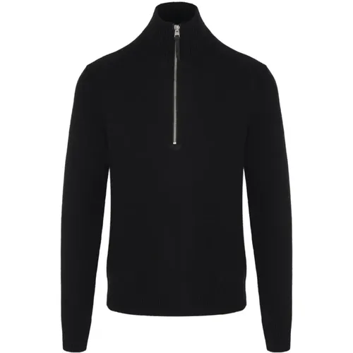 Cashmere Blend Half Zip Sweater in Schwarz - Tom Ford - Modalova