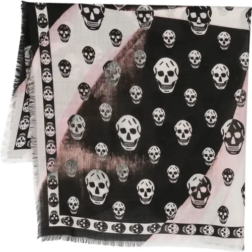 Luxury Skull Print Wool Scarf , female, Sizes: ONE SIZE - alexander mcqueen - Modalova